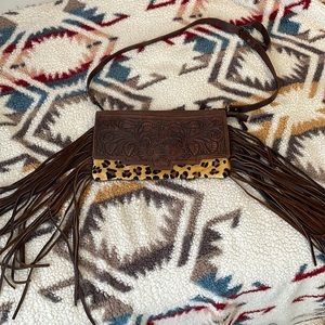 American Darling Tooled Leather and Cheetah Purse